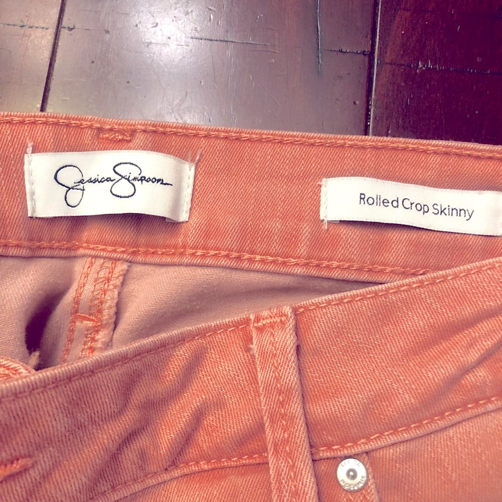 Buttery soft, peach skinny jeans
